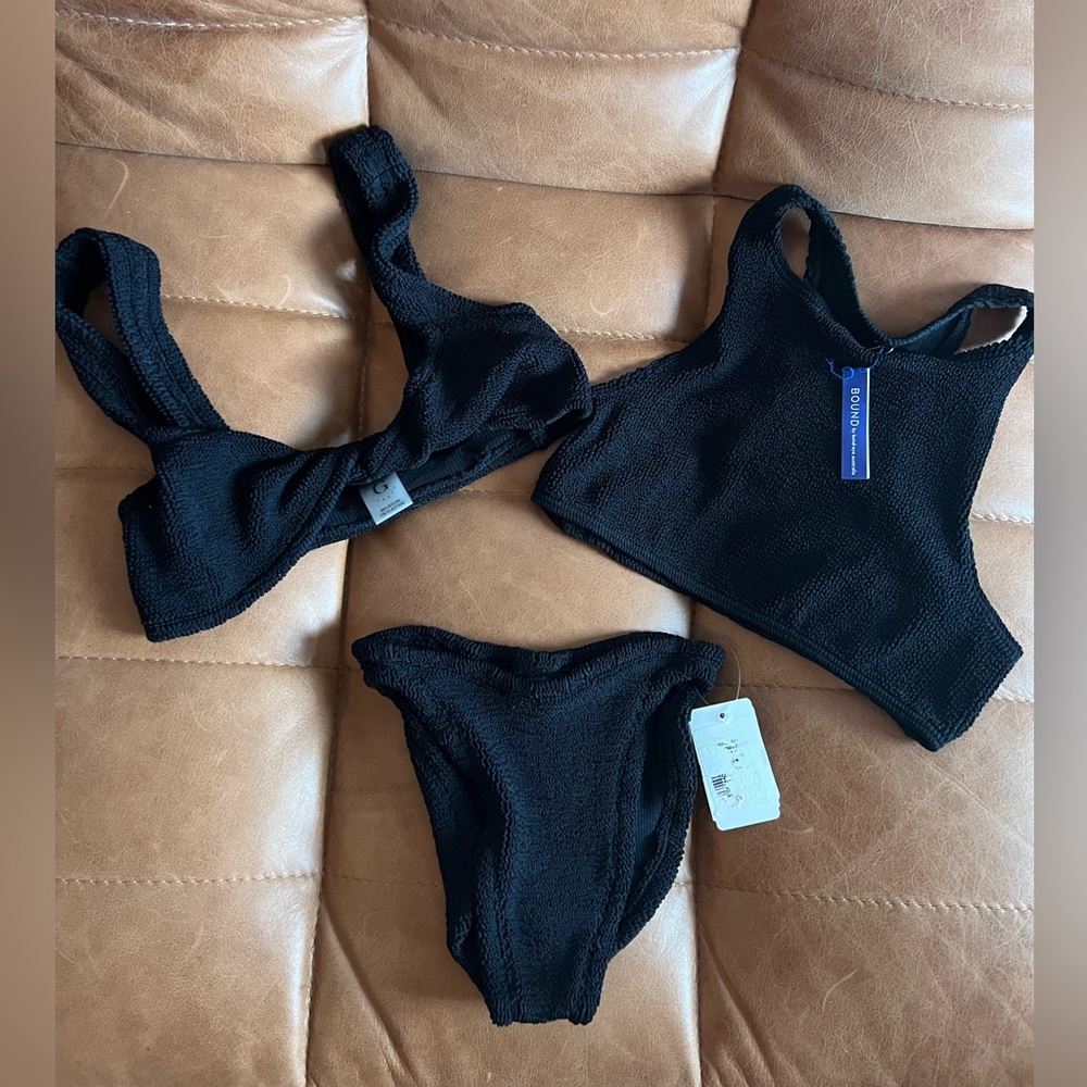 Hunza G Juno Black Bikini SET + Bondeye Sydney Crinkle Top - Mix & Match 💕